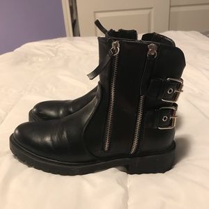 Boots with buckles and zippers